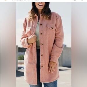 Small Oversized Jackson Rowe Pink Panama Sherpa Shacket Jacket Shirt Coat